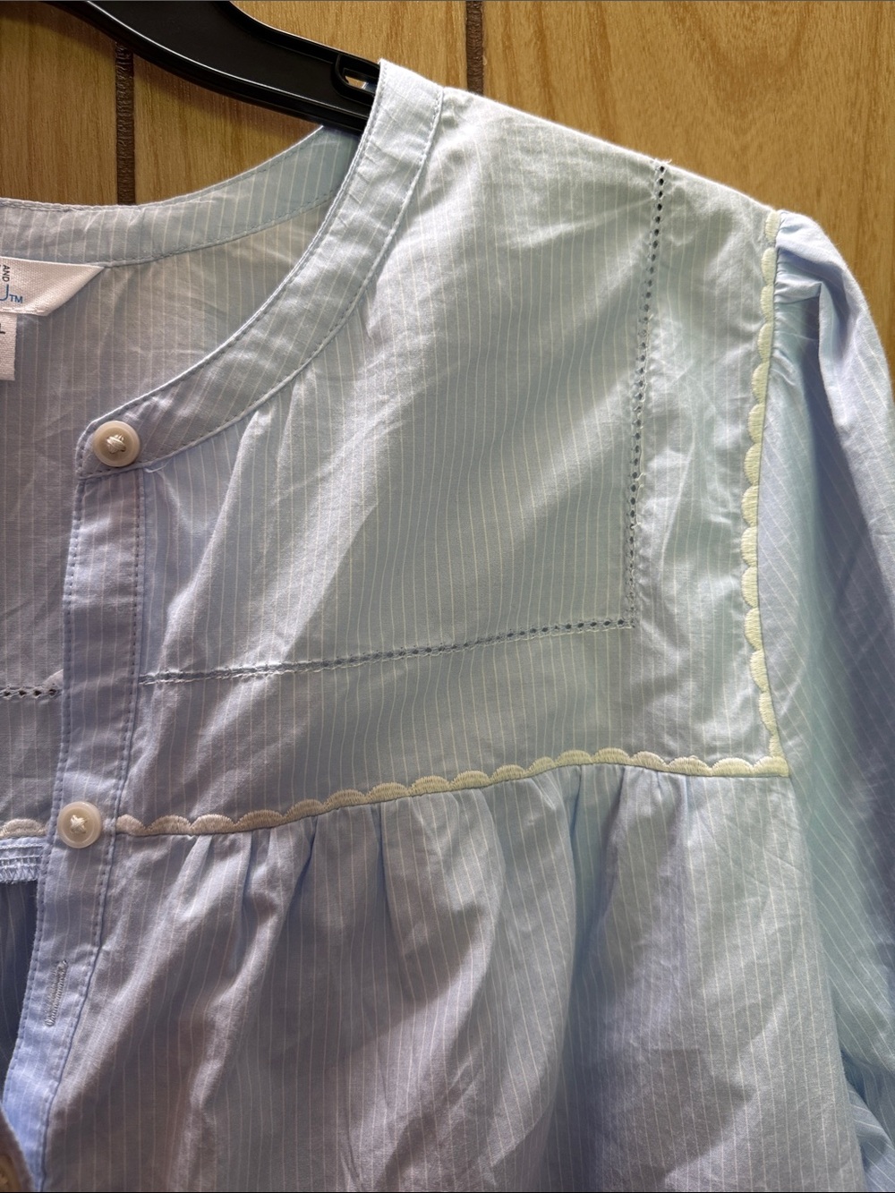 Time and Tru Light Blue Striped Button-Down Shirt - Picture 3 of 6